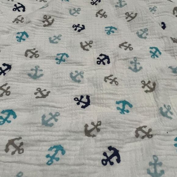 SwaddleMe Muslin Blanket Anchors Blues & Greys Sailor Navy USN - Picture 1 of 3